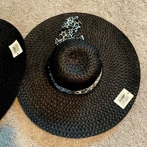 Two Black Big Rim Ladies Sun Hat NWT